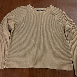 Woolrich Tan Ribbed Knit Sweater Ramie Cotton blend